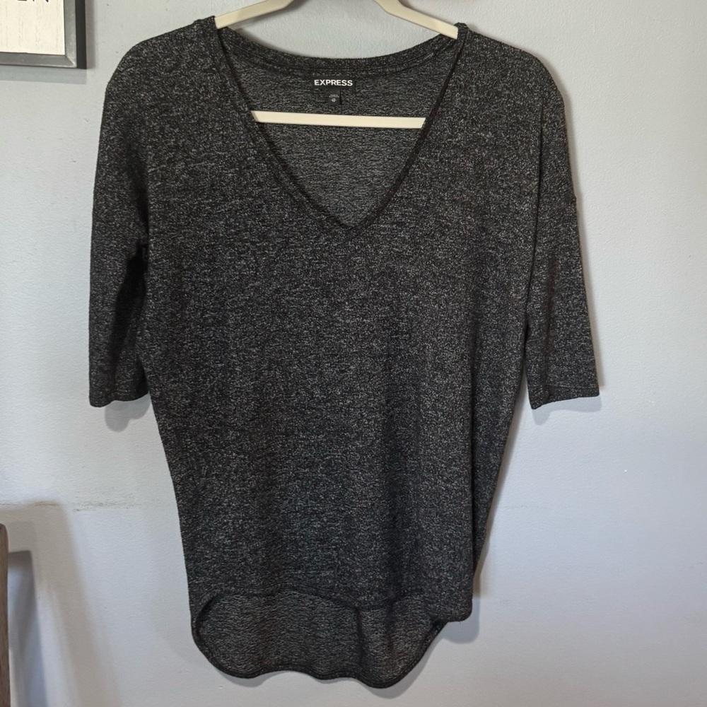 Express Gray V-Neck Tunic Top - Size XS